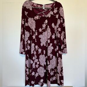 Maroon Long Sleeve Dress